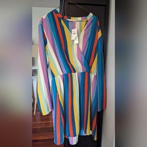 Rainbow striped beach dress